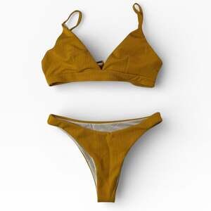 Ribbed Bikini Set Two-Piece Swimsuit Yellow Women’s Medium